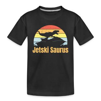 Jetski Saurus Jetskiing Dinosaur Jetski Dino - Kids' Premium Organic T-Shirt - black - Front