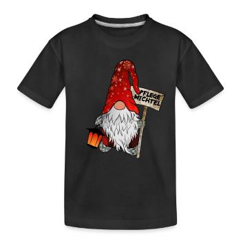 Pflege Wichtel Weihnachtsgnom - Kinder Premium Bio T-Shirt - Schwarz - Vorne