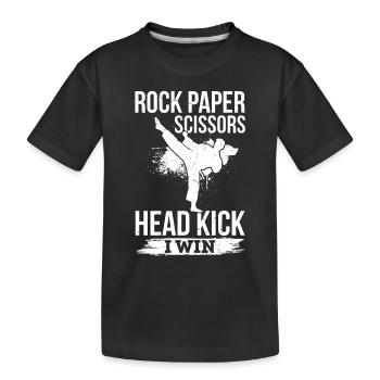 Roche Papier Ciseaux Coup de Tête Coup de Pied I Win - Funny Muay T - T-shirt bio Premium Enfant - noir - Devant
