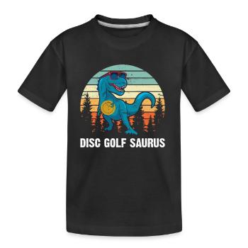 Disc Golfer Saurus - Dino Disc Golf Dinosaur - Kids' Premium Organic T-Shirt - black - Front