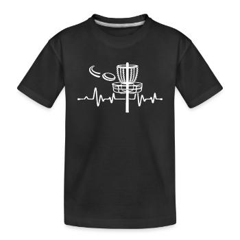 Disc Golfer Disc Golfing - Disc Golf Heartbeat - Kids' Premium Organic T-Shirt - black - Front