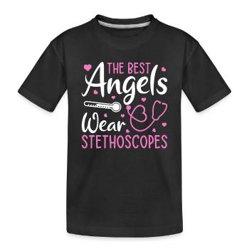 The best angels wear stethoscope - Nursing Student - Kinder Premium Bio T-Shirt - Schwarz - Vorne