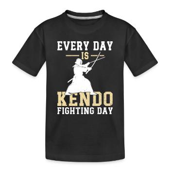 Every day is Kendo fighting day - Japanese Kendo F - Kids' Premium Organic T-Shirt - black - Front