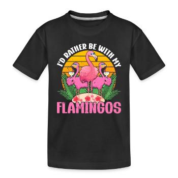 Je préfère être avec mes flamants roses - Pink Flamingo Lo - T-shirt bio Premium Enfant - noir - Devant