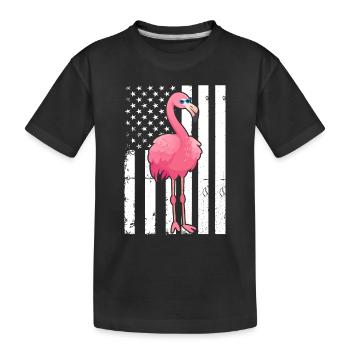 Flamant rose Drapeau américain Oiseau flamant rose - T-shirt bio Premium Enfant - noir - Devant
