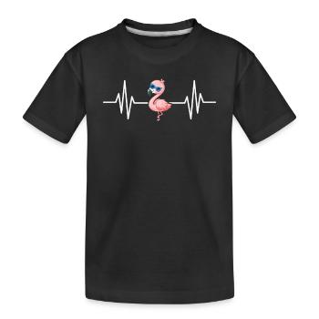rose flamant rose amant flamant rose coeur battement mignon flamin - T-shirt bio Premium Enfant - noir - Devant