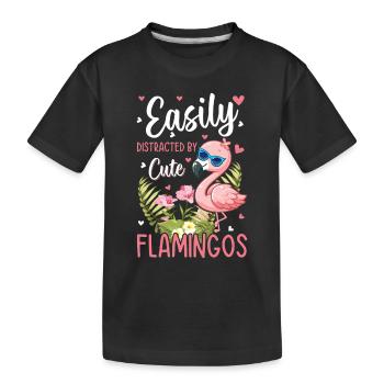 Pink Flamingo Lover - Facilement distrait par de jolis fl - T-shirt bio Premium Enfant - noir - Devant