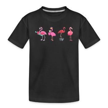 Flamants roses de fête Flamants roses drôles - T-shirt bio Premium Enfant - noir - Devant