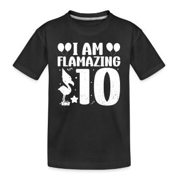 Je suis Flamazing 10 ans Flamingo Anniversaire - T-shirt bio Premium Enfant - noir - Devant