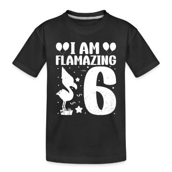 Je suis Flamazing 6 ans Flamingo Anniversaire - T-shirt bio Premium Enfant - noir - Devant