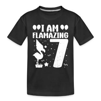 Je suis Flamazing 7 ans Flamingo Anniversaire - T-shirt bio Premium Enfant - noir - Devant