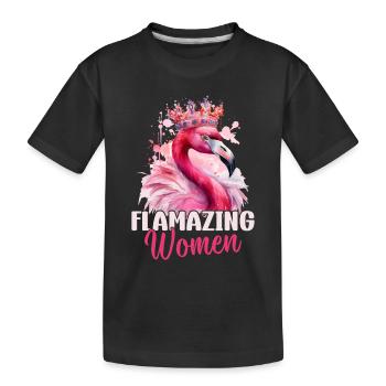Flamazing Women Flamingo Lover Flamingo Girl - Kids' Premium Organic T-Shirt - black - Front
