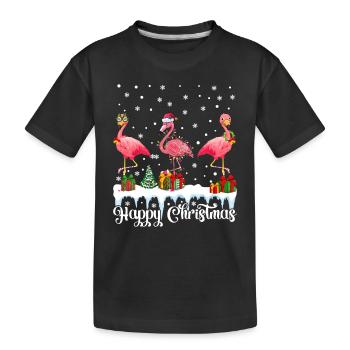 Flamingo Lover Flamingo Happy Christmas Flamingos - Kids' Premium Organic T-Shirt - black - Front