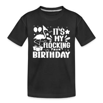 C’est mon anniversaire de flocage Flamingo Lover Flamingo - T-shirt bio Premium Enfant - noir - Devant