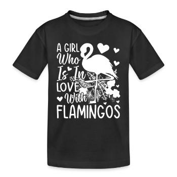 Flamingo Lover - Une fille qui est amoureuse de - T-shirt bio Premium Enfant - noir - Devant