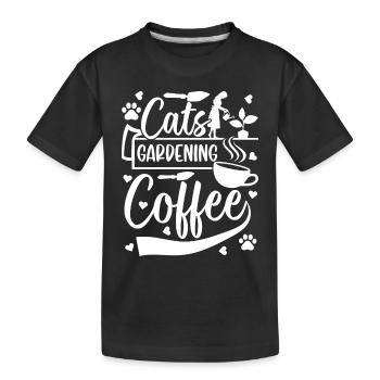 Chats Jardinage Café - Jardinage Filles Hobby - T-shirt bio Premium Enfant - noir - Devant