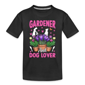 Gardener and dog lover - Hobby Gardener - Kinder Premium Bio T-Shirt - Schwarz - Vorne