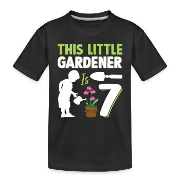 Hobby Gardener Kids Gardening 7th Birthday - Kinder Premium Bio T-Shirt - Schwarz - Vorne