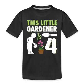 Hobby Gardener Kids Gardening 4th Birthday - Kinder Premium Bio T-Shirt - Schwarz - Vorne