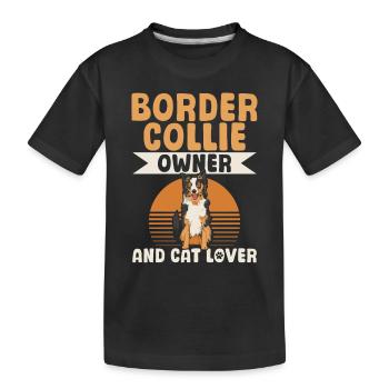 Propriétaire de Border Collie et amoureux des chats - Border Collie - T-shirt bio Premium Enfant - noir - Devant