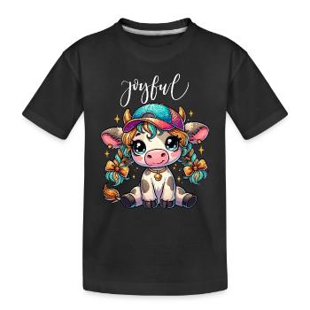 vache vaches veau casquette de basket-ball paillettes anime tresses - T-shirt bio Premium Enfant - noir - Devant
