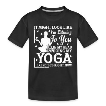 Mais dans ma tête, je fais mes exercices de yoga - Yoga - T-shirt bio Premium Enfant - noir - Devant