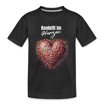 Karneval Konfetti im Herzen Herz Köln Kölle Alaaf - Kinder Premium Bio T-Shirt - Schwarz - Vorne