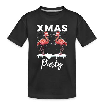 Flamant rose Noël Fête Flamingo Lover - T-shirt bio Premium Enfant - noir - Devant