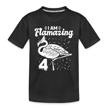 Je suis Flamazing 4 ans - Flamingo 4ème anniversaire - T-shirt bio Premium Enfant - noir - Devant