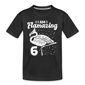 Je suis Flamazing 6 ans - Flamingo 6ème anniversaire - T-shirt bio Premium Enfant - noir - Devant