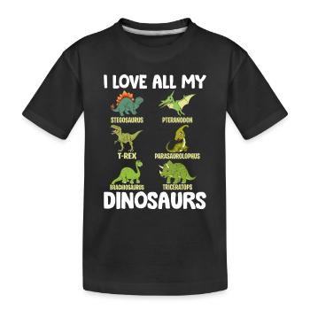 Drôle de dinosaure amoureux Dino Lover - J’adore tous mes - T-shirt bio Premium Enfant - noir - Devant