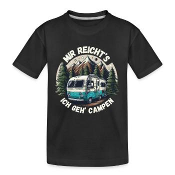 Camping Caravan Campingplatz Urlaub Auszeit Natur - Kinder Premium Bio T-Shirt - Schwarz - Vorne
