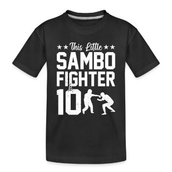 This little Sambo fighter is 10 - Kids Sambo - Kinder Premium Bio T-Shirt - Schwarz - Vorne