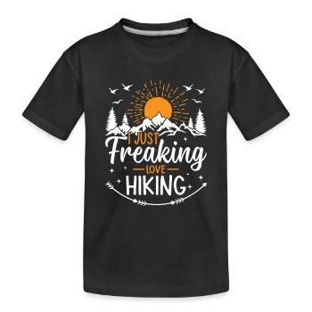 I just freaking love Hiking - Mountain Hiking - Kinder Premium Bio T-Shirt - Schwarz - Vorne