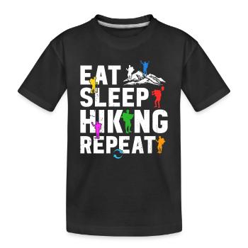 Eat Sleep Hiking Repeat - Adventure Hiking Lover - Kinder Premium Bio T-Shirt - Schwarz - Vorne
