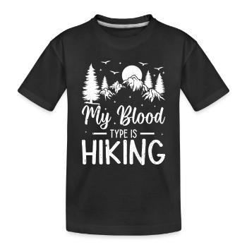Amateur de randonnée en plein air - Mon groupe sanguin est Randonnée - T-shirt bio Premium Enfant - noir - Devant