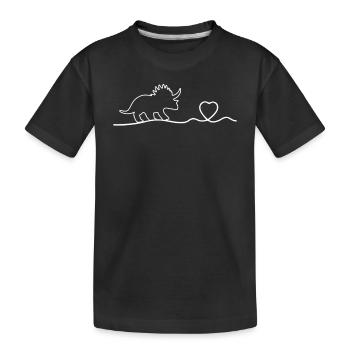 Dinosaur Triceratops Dinosaur Dino Heartbeat - Kinder Premium Bio T-Shirt - Schwarz - Vorne