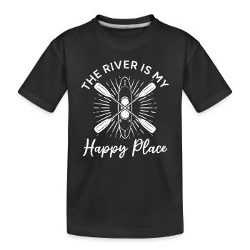 Canoeing Kayaking Lover - The river is my happy - Kids' Premium Organic T-Shirt - black - Front