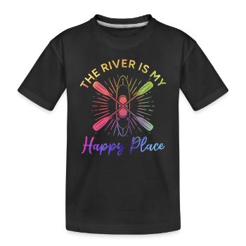 Kayaking Lover Kayaker - The river is my happy - Kids' Premium Organic T-Shirt - black - Front
