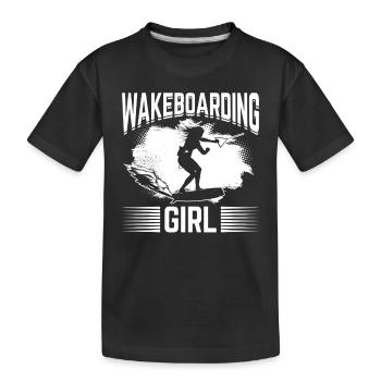 Wakesurfing Girl Wakeboarding girl - Kinder Premium Bio T-Shirt - Schwarz - Vorne