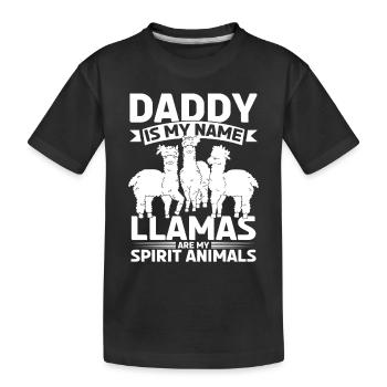 Daddy is my name Llamas are my spirit animals - - Kinder Premium Bio T-Shirt - Schwarz - Vorne