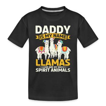 Daddy is my name Llamas are my spirit animals - - Kinder Premium Bio T-Shirt - Schwarz - Vorne