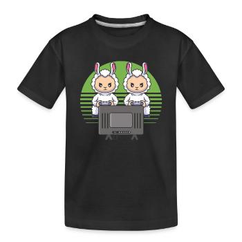 Funny Llama gaming Video Gaming Funny Gaming Llama - Kids' Premium Organic T-Shirt - black - Front