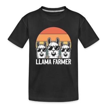 Llama Farmer - Funny Llama Alpaca Farmer - Kids' Premium Organic T-Shirt - black - Front