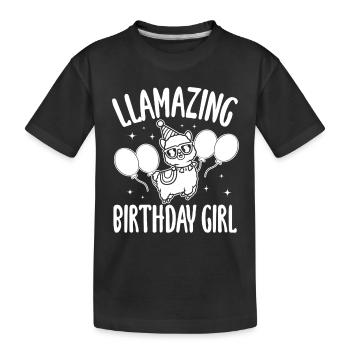 LLamazing birthday Girl - Funny Llama Birthday - Kids' Premium Organic T-Shirt - black - Front