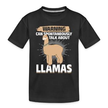 Llama Lover - Warning can spontaneously talk about - Kids' Premium Organic T-Shirt - black - Front