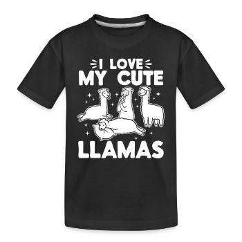 Llama Lover Alpaca Lover - I love my cute Llamas - Kids' Premium Organic T-Shirt - black - Front