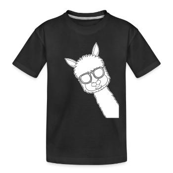 Funny Llama sunglasses Llama Lover Alpaca - Kids' Premium Organic T-Shirt - black - Front