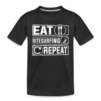 Eat Kitesurfing Repeat - Kitesurfing Kitesurfer - T-shirt bio Premium Enfant - noir - Devant