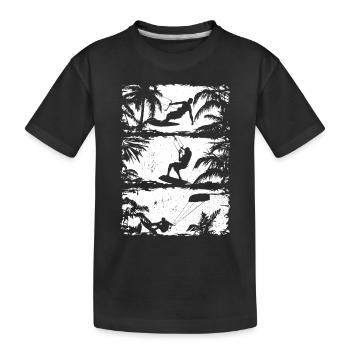 Kitesurfing Silhouette Kiteboarding Kitesurfer - Kinder Premium Bio T-Shirt - Schwarz - Vorne